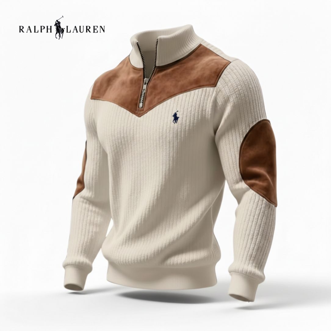 RL™ Pull Zippé Côtelé Avec Détails En Daim