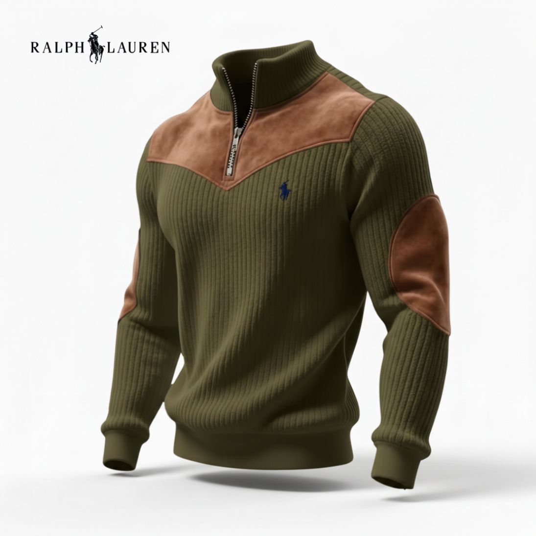 RL™ Pull Zippé Côtelé Avec Détails En Daim
