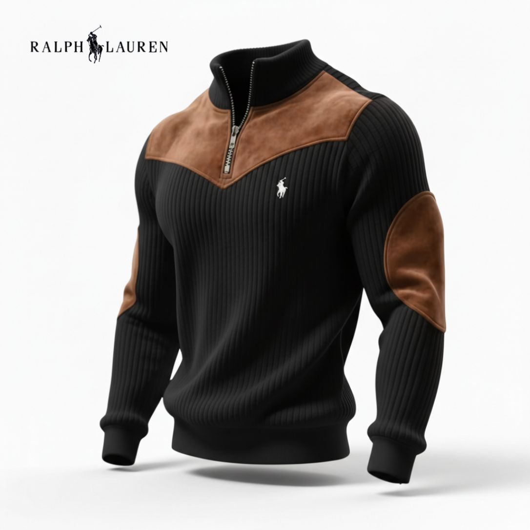 RL™ Pull Zippé Côtelé Avec Détails En Daim